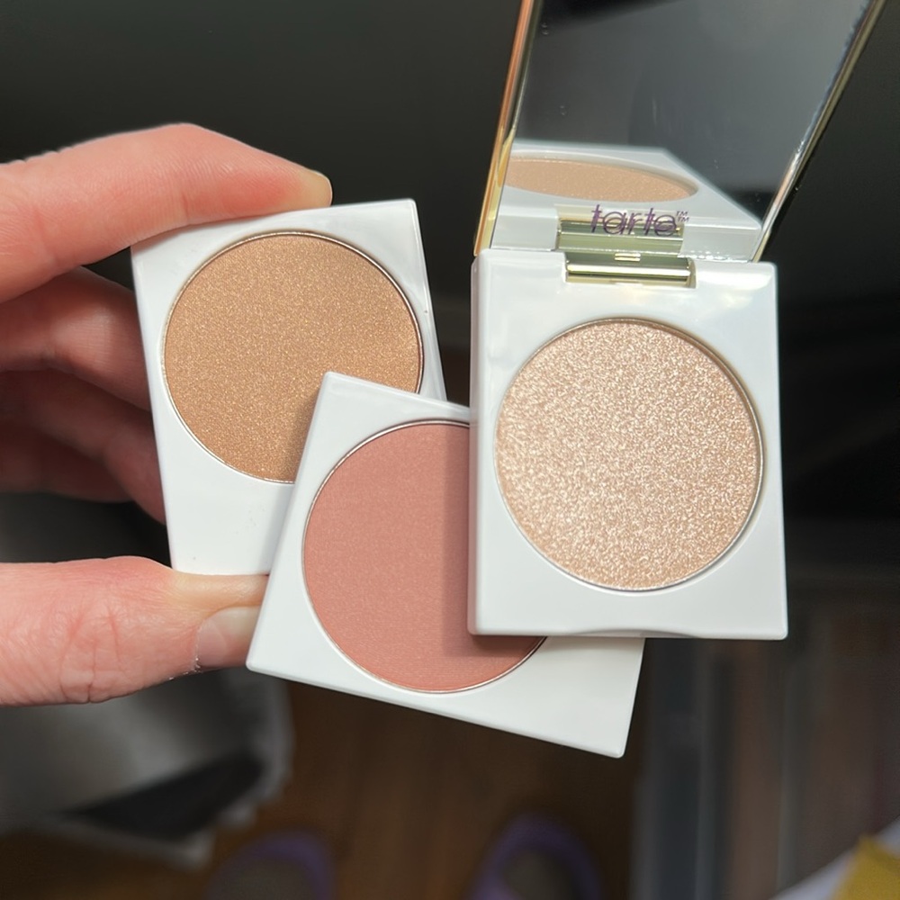 Tarte Blush authority cheek wardrobe with Gold and Tan Hues